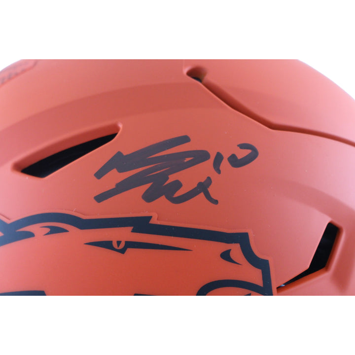 Bo Nix Autographed Denver Broncos SpeedFlex Rave Helmet Beckett Witness 55152