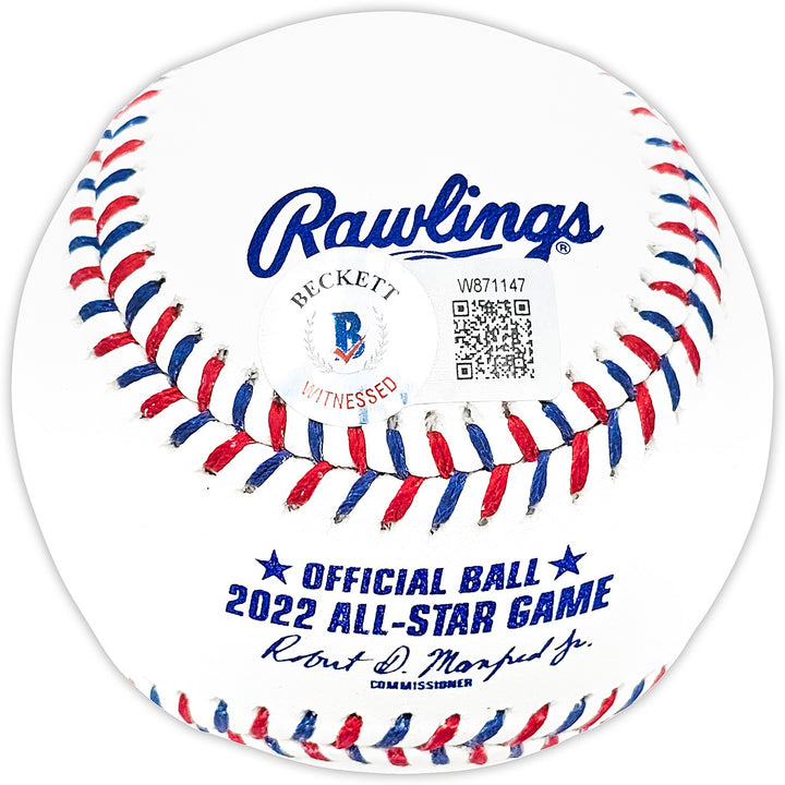 Kyle Tucker Signed 2022 ASG Logo MLB Game Baseball Cubs Astros Beckett Wit
