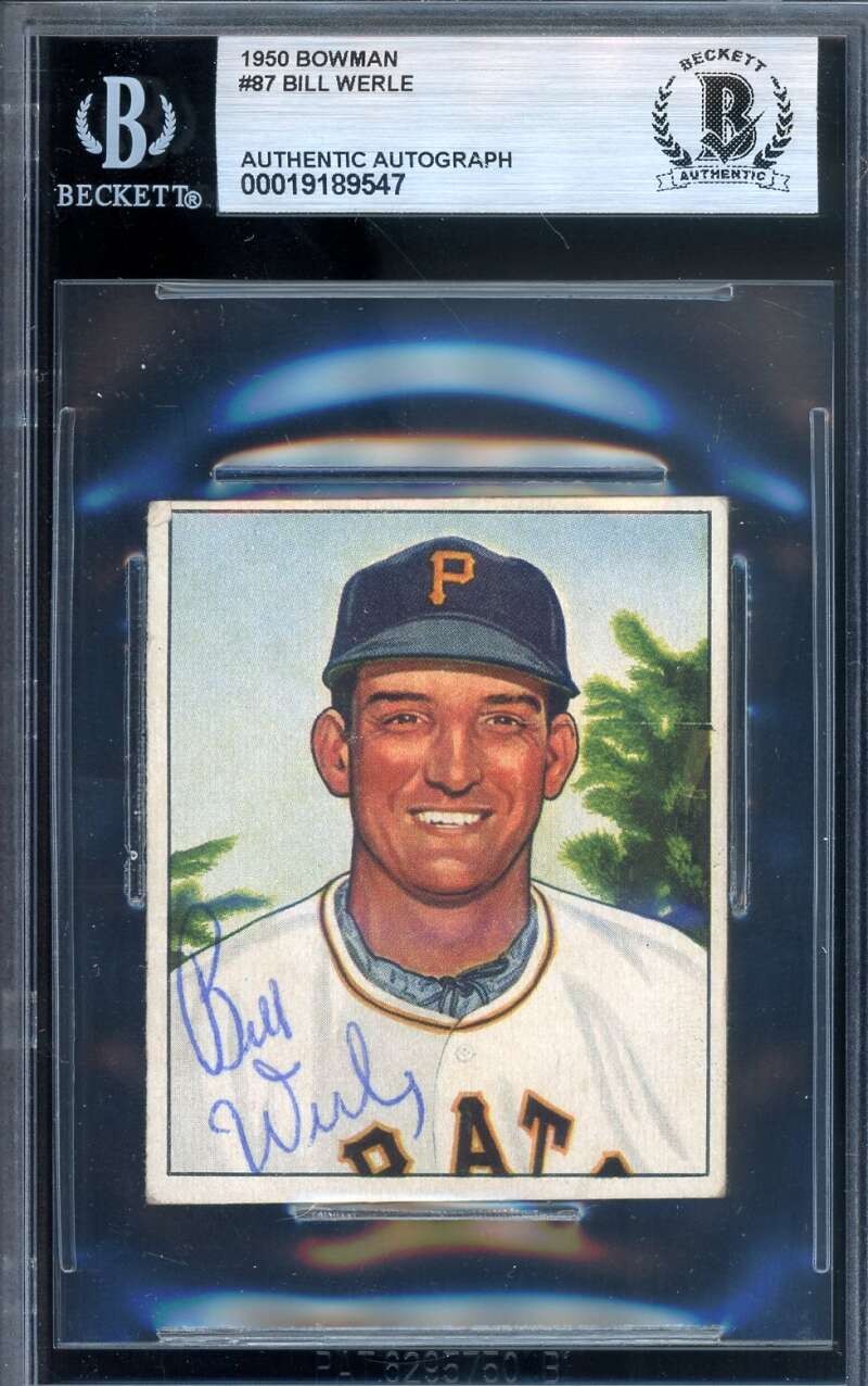 Bill Werle Beckett BAS Signed 1950 Bowman Autograph