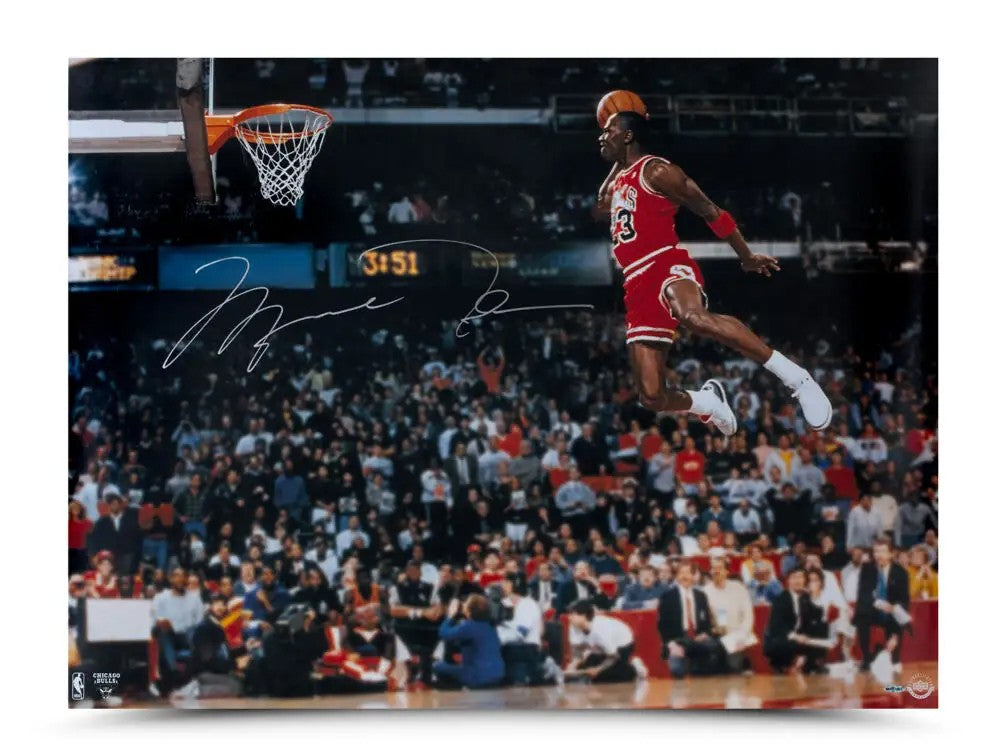 Michael Jordan Signed 1988 Slam Dunk Contest 30x40 Photo Chicago Bulls UDA Holo