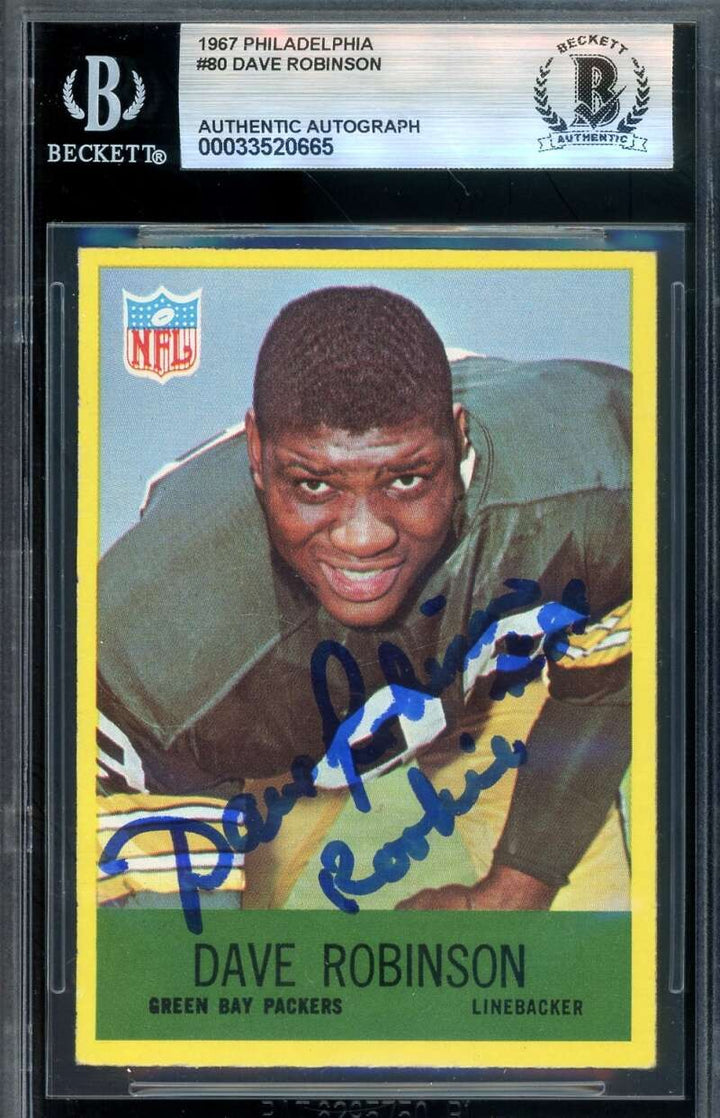 Dave Robinson Beckett BAS Signed 1967 Philadelphia Rookie Autograph