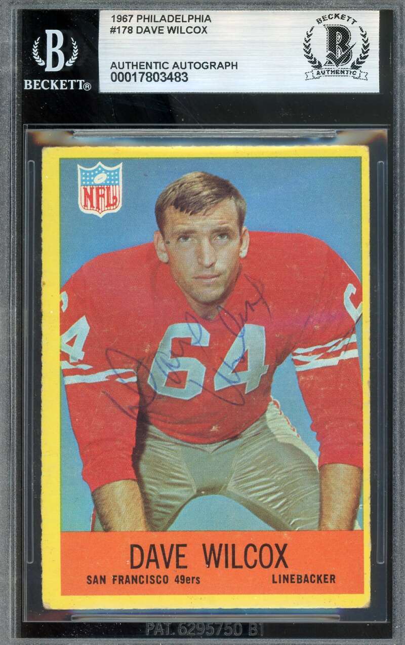 Dave Wilcox Beckett BAS Vintage Signed 1967 Philadelphia Gum Autograph