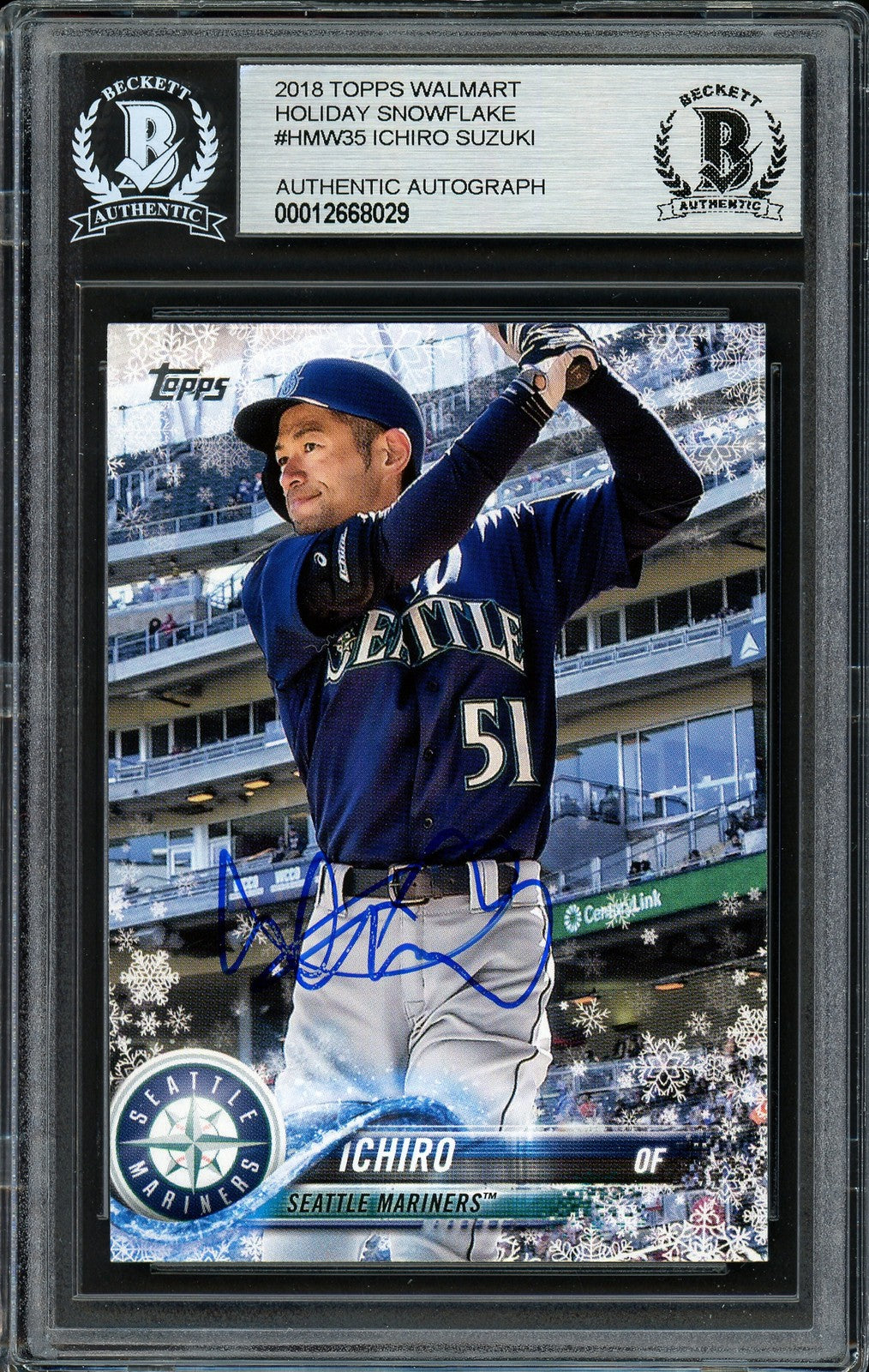 Ichiro Suzuki Signed 2018 Topps Holiday Card HMW35 Mariners Beckett #12668029