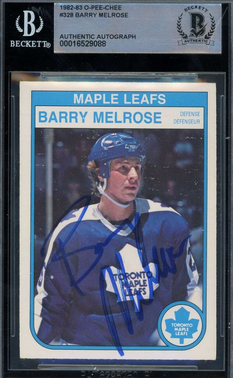 Barry Melrose Beckett BAS Signed 1982-83 O-Pee-Chee Autograph