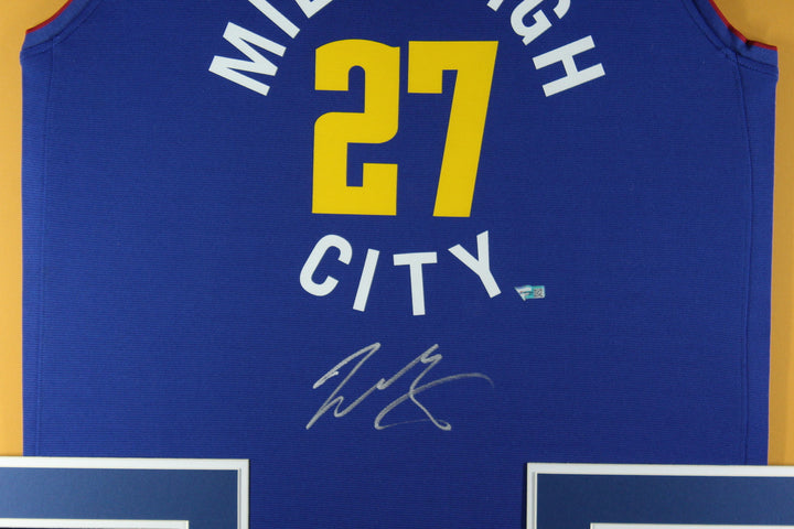 Jamal Murray Autographed/Signed Pro Style Framed Blue XL Jersey FAN 40118