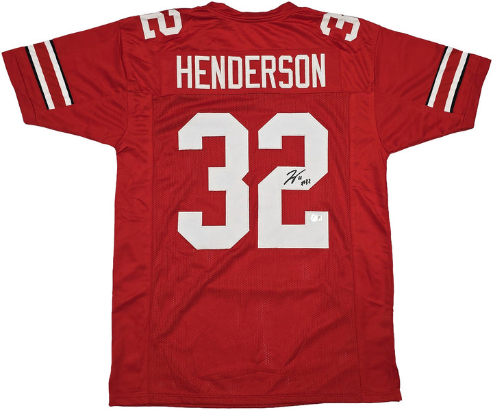 Ohio State Buckeyes TreVeyon Henderson Signed Red Jersey Beckett Witness