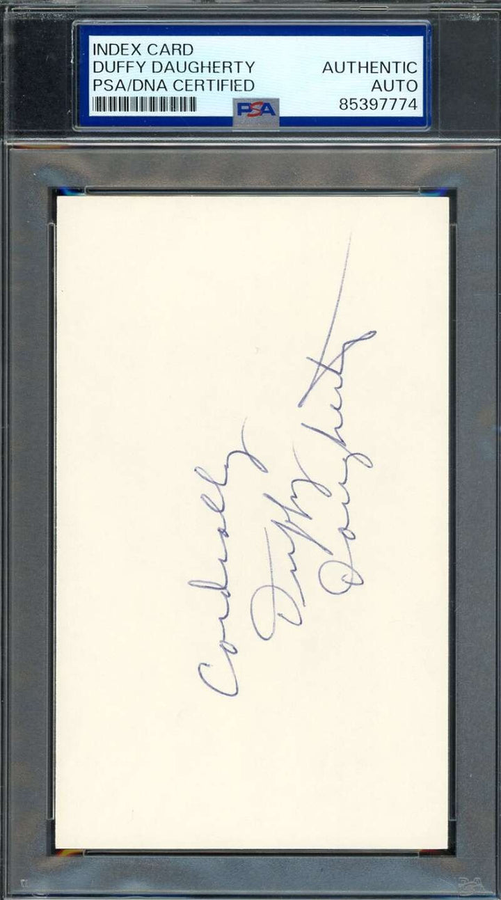 Duffy Daugherty PSA DNA Signed 3x5 Index Card Michigan State Autograph