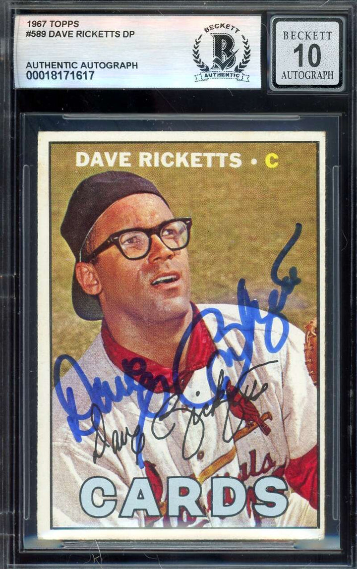 Dave Ricketts Gem Mint 10 Beckett BAS Signed 1967 Topps High Number Autograph