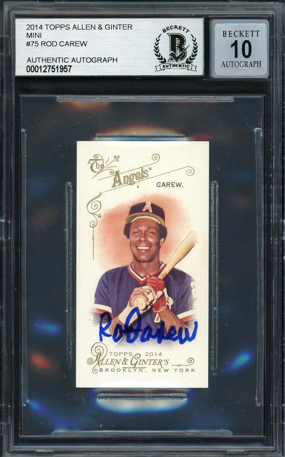 Rod Carew Signed 2014 Topps Allen & Ginter Mini Card 75 Angels Sig 10 Beckett