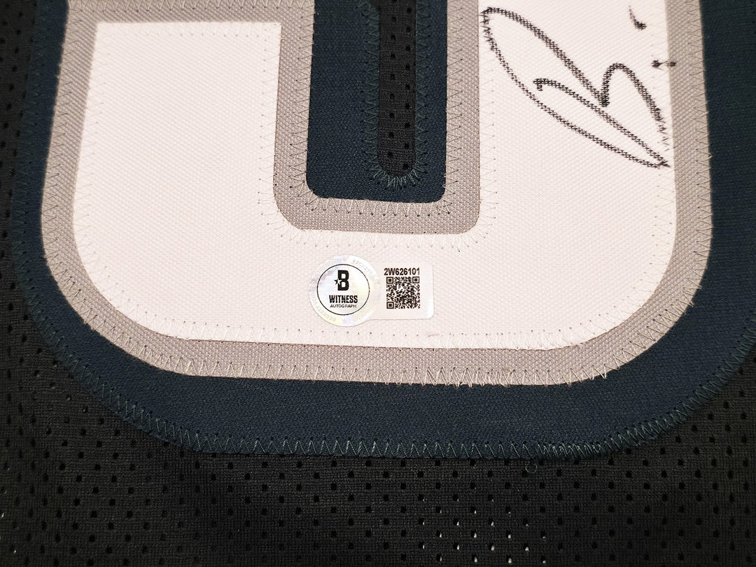 Eagles Brandon Graham Auto Signed Black Super Bowl Stats Jersey Beckett Witness