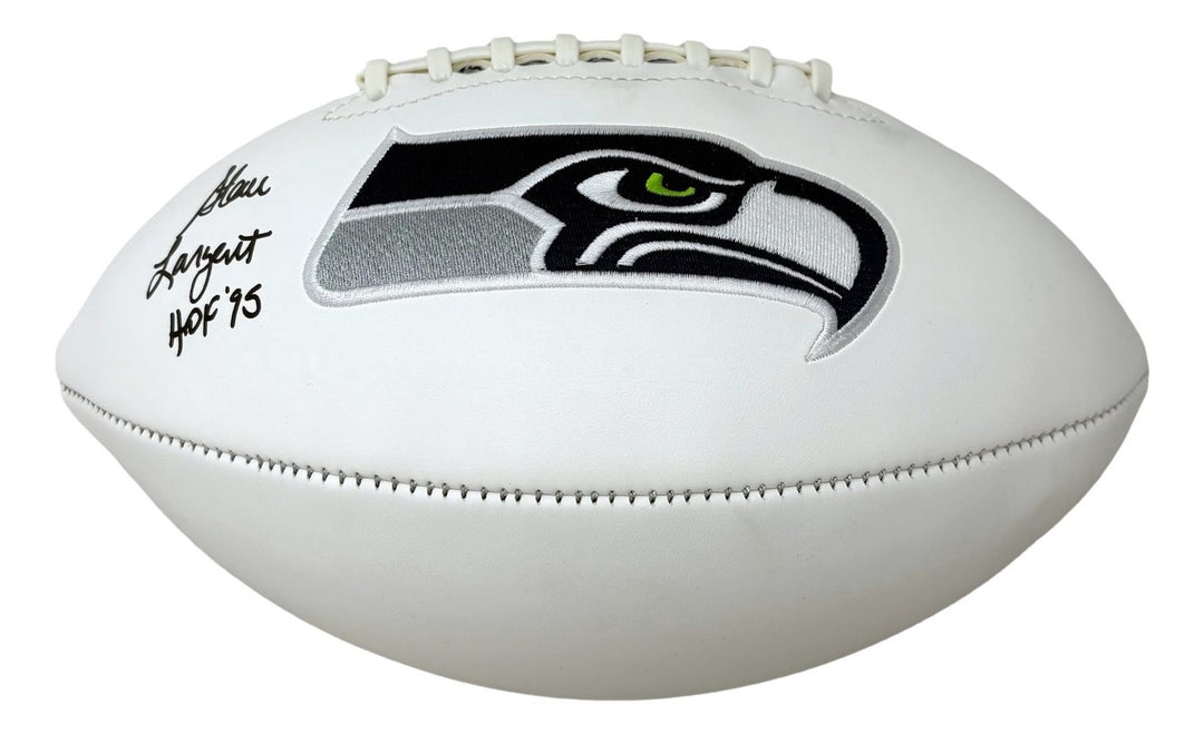 Steve Largent Signed Seattle Seahawks Logo Football HOF 95 BAS