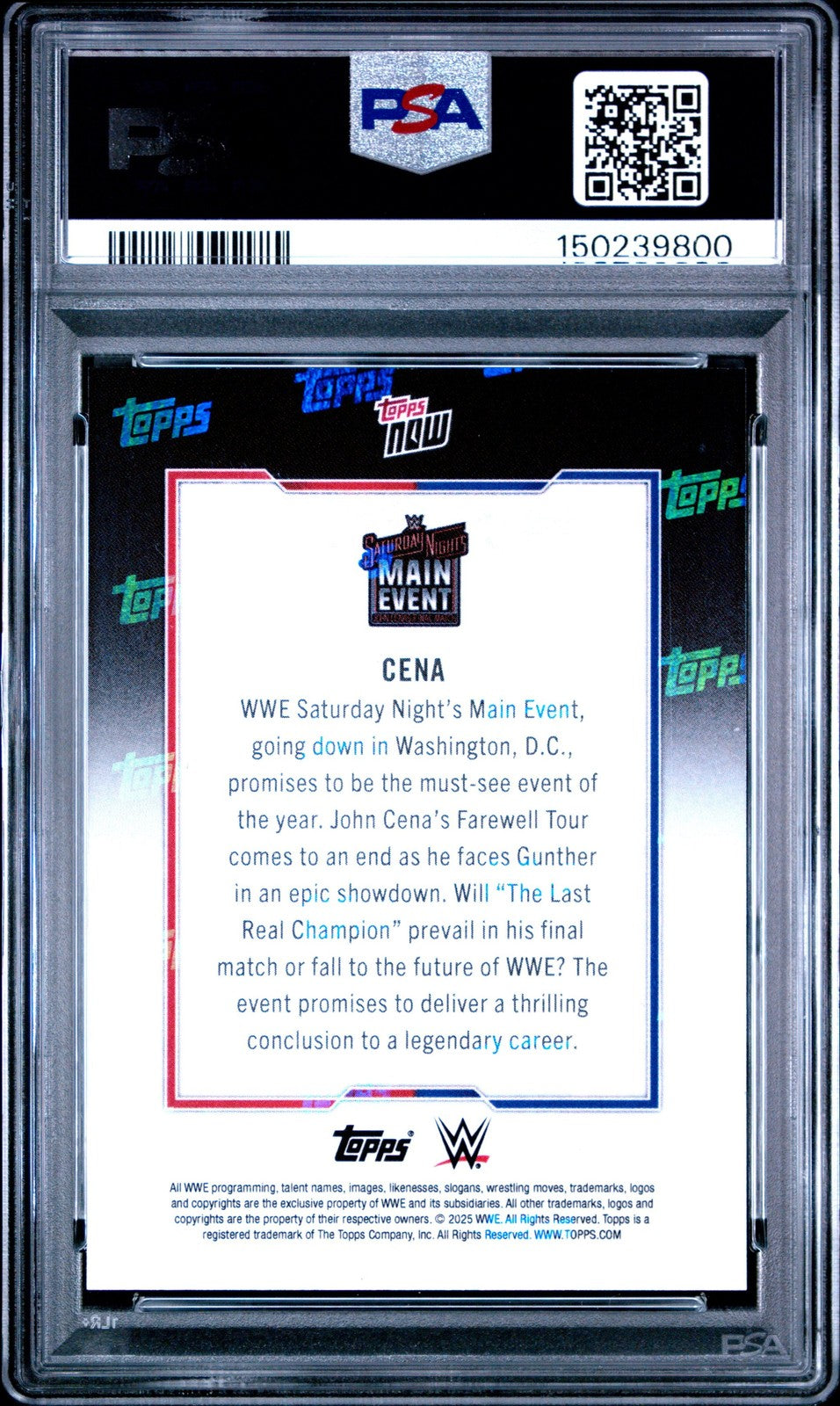 Graded 2025 Topps Now John Cena #CENA Wrestling Card PSA 10 Gem Mint
