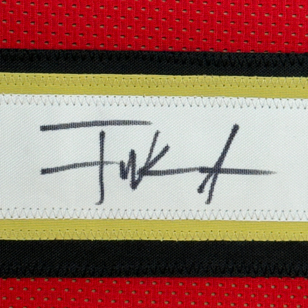 FRAMED Autographed/Signed FRANK GORE 33x42 San Francisco Red Jersey Beckett COA