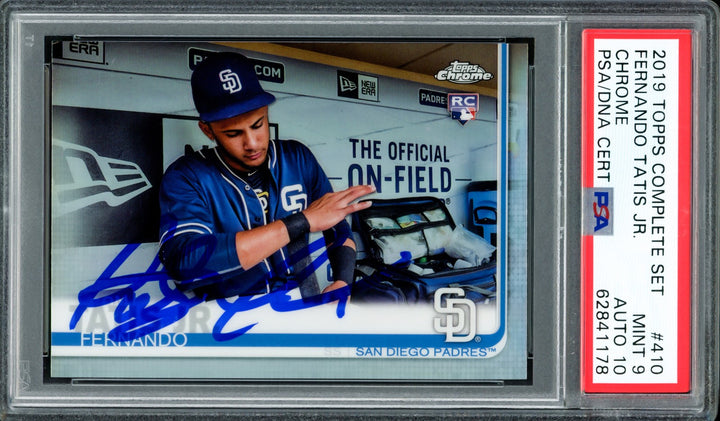 Fernando Tatis Jr Signed 2019 Topps Chrome Complete Set RC 410 PSA 9 Sig 10 DNA