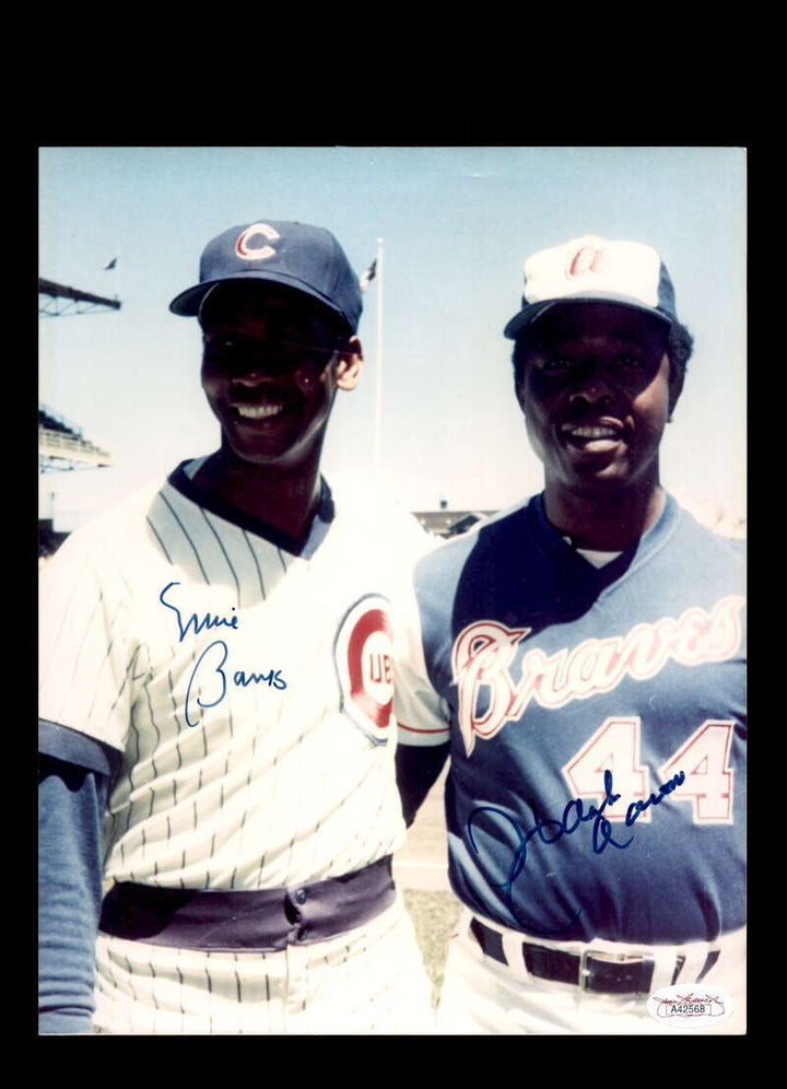 Ernie Banks Hank Aaron JSA Cert Signed 8x10 Photo Autograph Cubs
