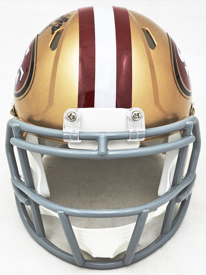 Bryant Young Auto Signed 49ers Gold Speed Mini Helmet "HOF 22" Beckett Witness