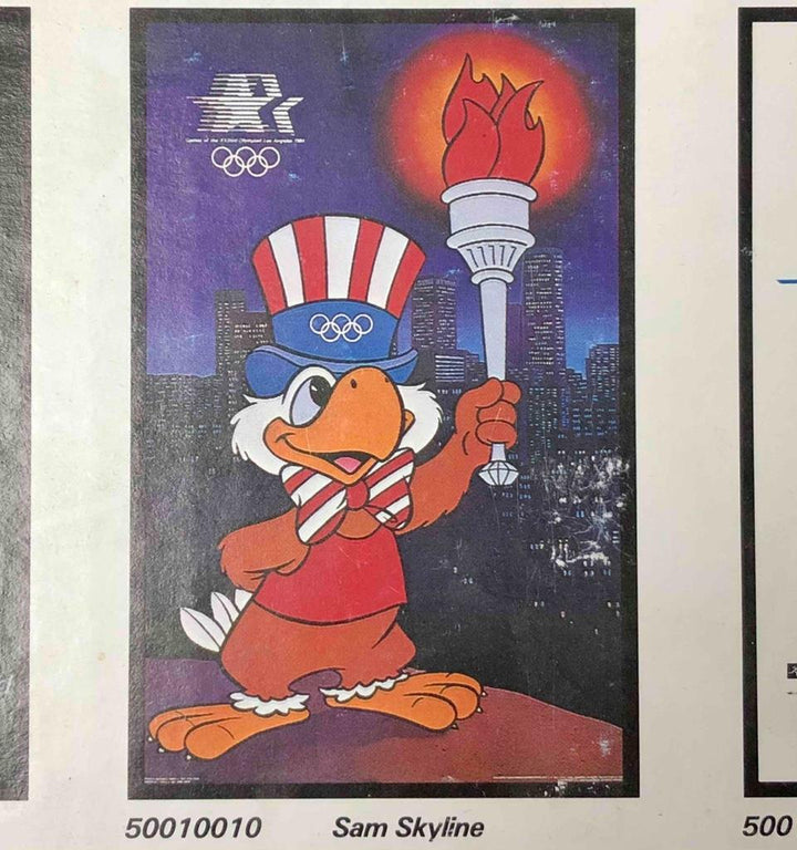 vintage 1984 Los Angeles Olympic Games 22x34 Sam the Eagle USA Torch poster New