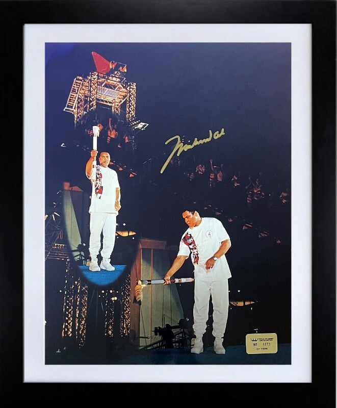 Muhammad Ali Signed 1996 Olympic Torch Ceremony 16x20 Photo Framed-COA/Photo/VHS
