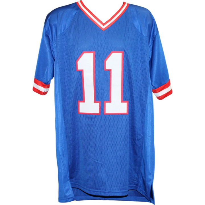 Phil Simms Autographed Pro Style Jersey Blue Sz XL Beckett WIT 58506