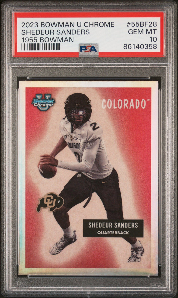 Graded 2023 Topps Bowman U Shedeur Sanders #55BF28 1955 RC Card PSA 10