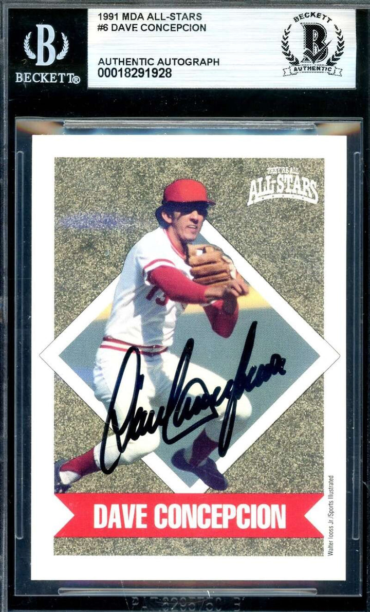 Dave Concepcion Beckett BAS Signed 1991 MDA All Stars Autograph
