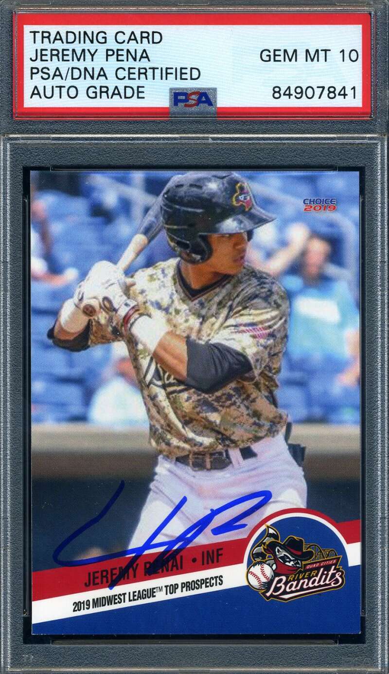 Jeremy  Pena Gem Mint 10 PSA DNA Signed 2019 Choice Rookie Autograph