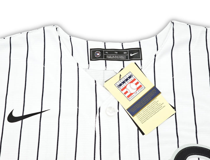 White Sox Frank Thomas Signed White Pinstripes Nike Jersey Size XL Beckett Wit