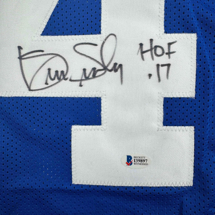 Autographed/Signed Kenny Easley HOF 17 Seattle Blue Football Jersey JSA COA
