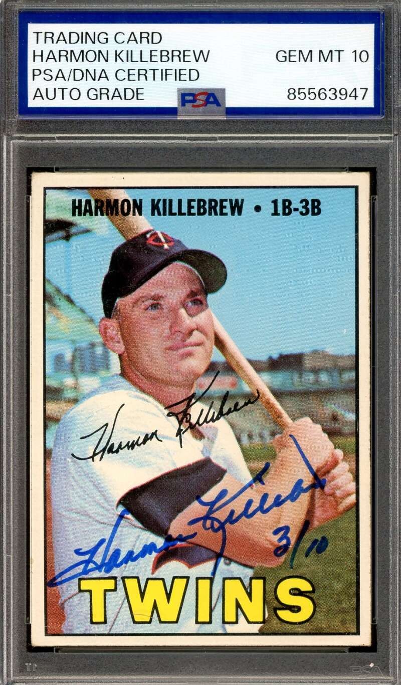 Harmon Killebrew Gem Mint 10 PSA DNA Signed 1967 Topps Autograph