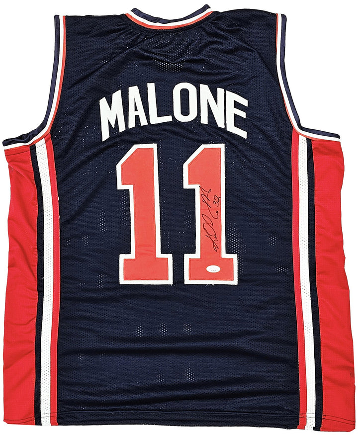 Team USA Karl Malone Autographed Signed Blue Jersey JSA