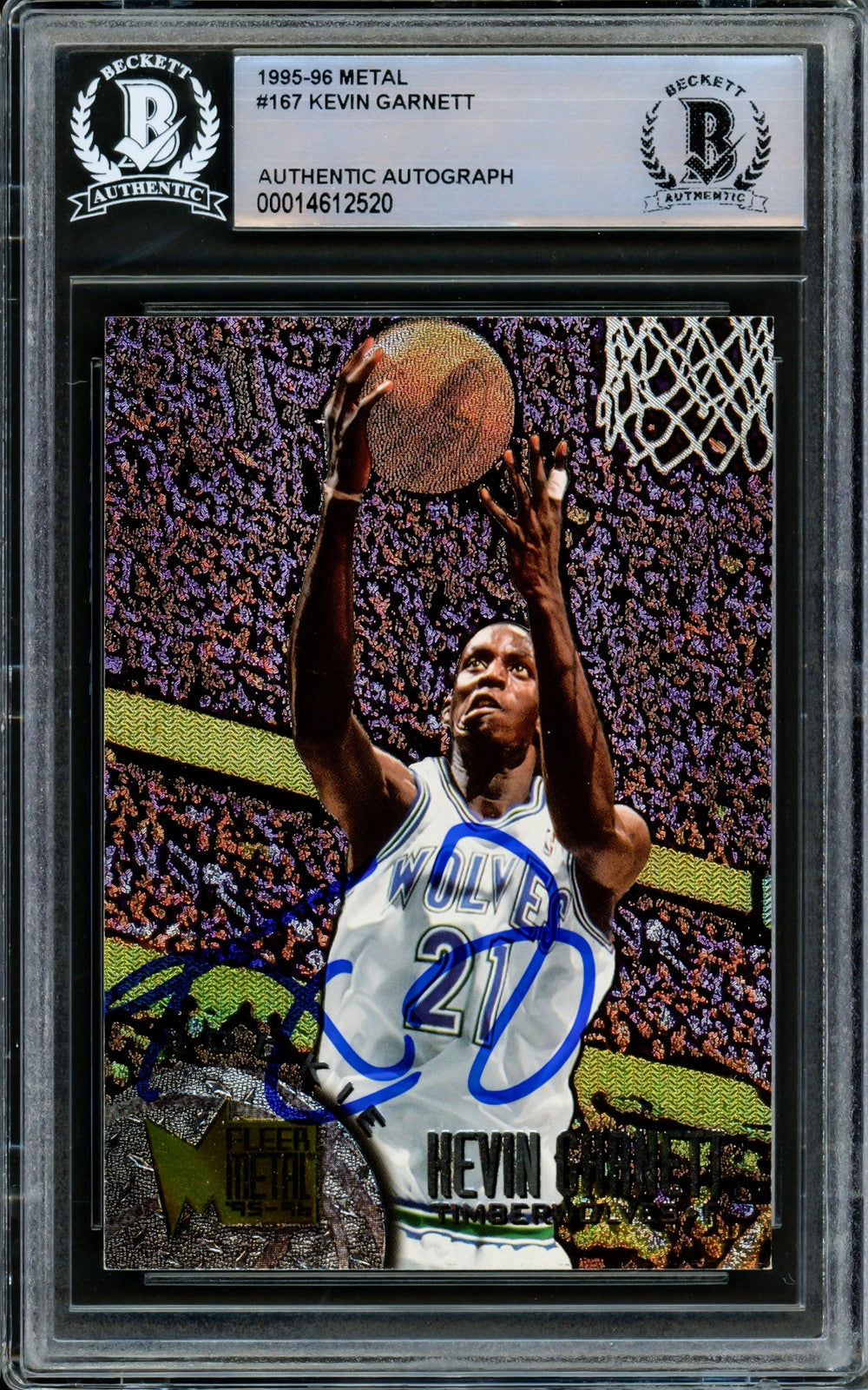 Kevin Garnett Signed 1995-96 Fleer Metal RC 167 Timberwolves Beckett #14612520
