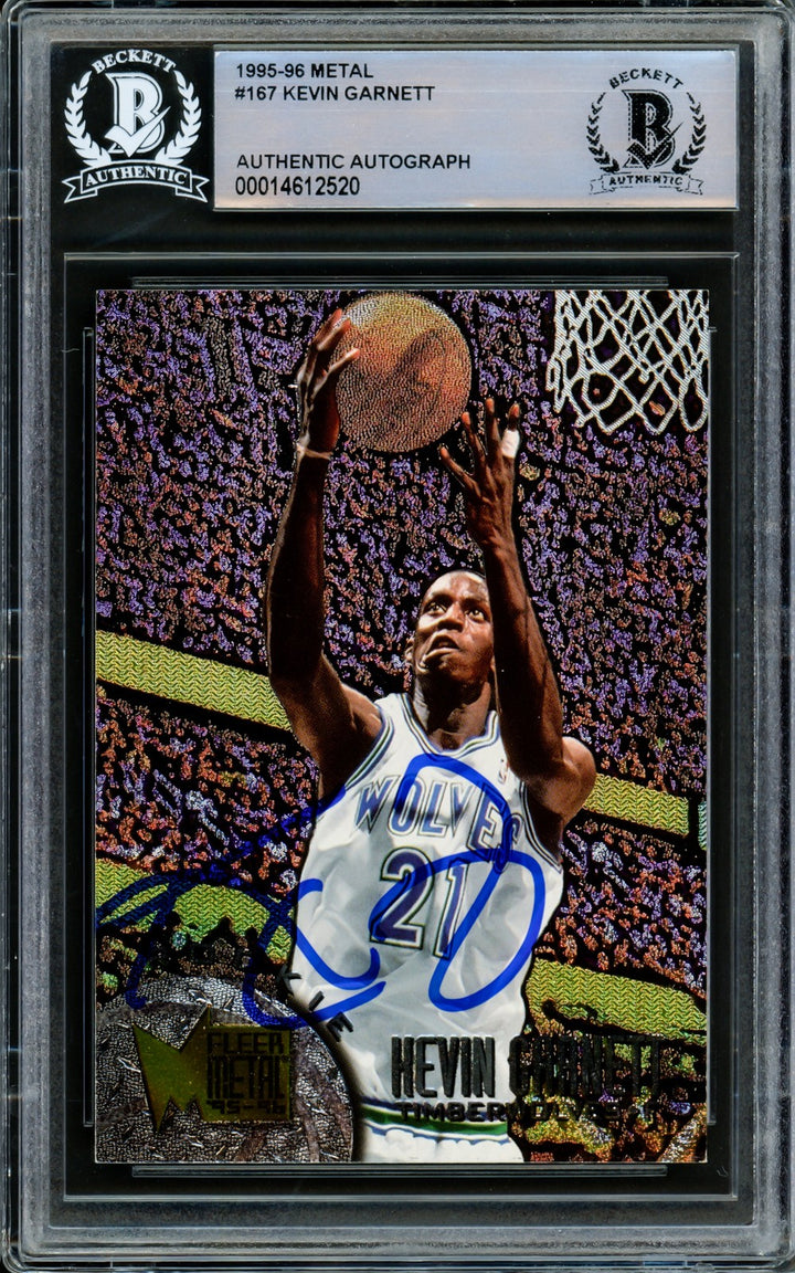 Kevin Garnett Signed 1995-96 Fleer Metal RC 167 Timberwolves Beckett #14612520
