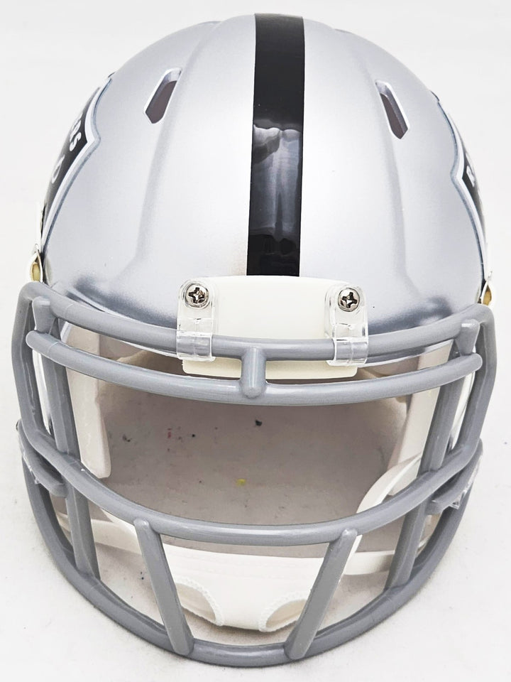 Tyree Wilson Signed Las Vegas Raiders Silver Speed Mini Helmet Beckett Witness