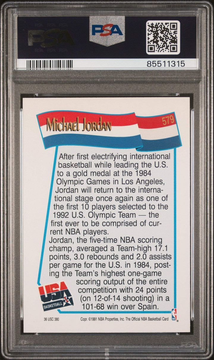 Graded 1991 Hoops Michael Jordan #579 USA Dream Team Basketball Card PSA 10 Gem
