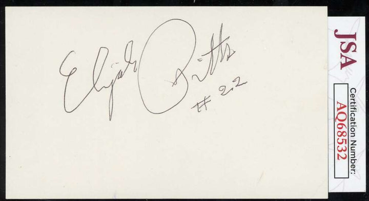 Elijah Pitts JSA Cert Signed 3x5 Index Card Autograph
