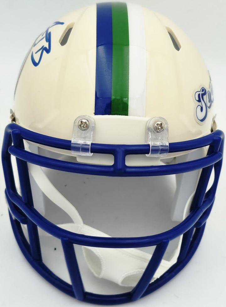 AJ Barner Signed Seattle Seahawks Cream Retro Speed Mini Helmet Beckett Witness