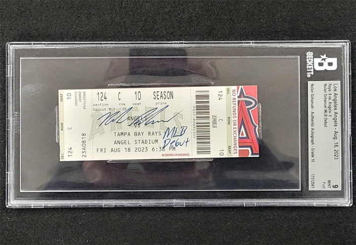 Nolan Schanuel signed "MLB Debut" Ticket autograph ~ BAS BGS Grade 9 Auto 10