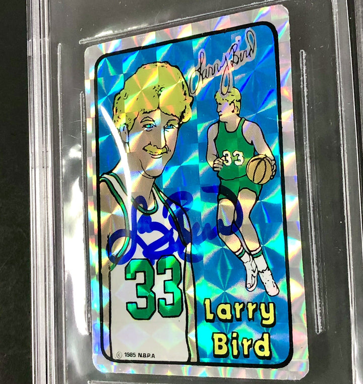 Larry Bird autograph signed 1985 Prism Jewel Sticker card #2 Beckett BAS BGS