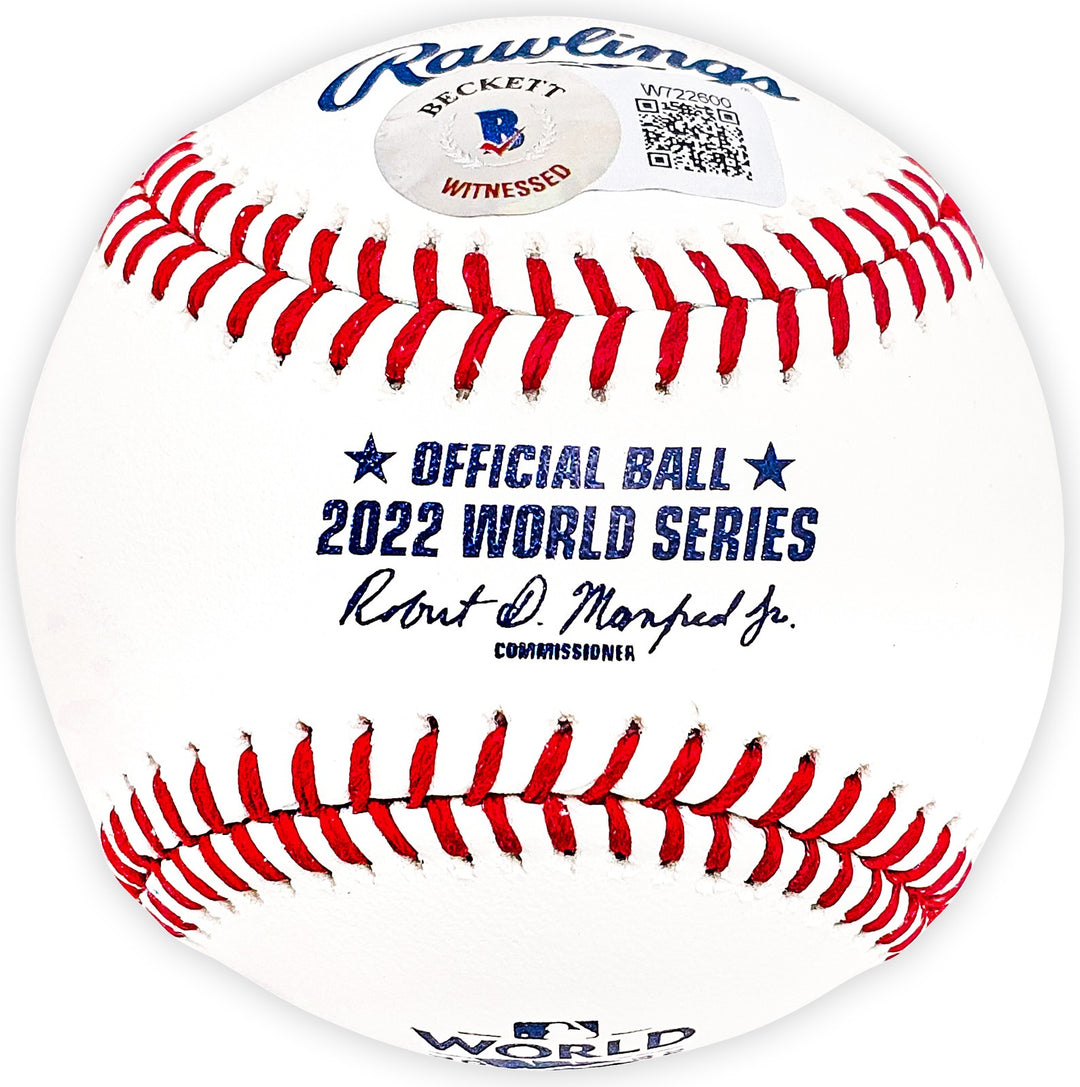 Cristian Javier Signed Official 2022 WS Logo MLB Baseball Astros Beckett Witness