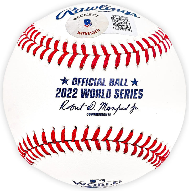 Cristian Javier Signed Official 2022 WS Logo MLB Baseball Astros Beckett Witness