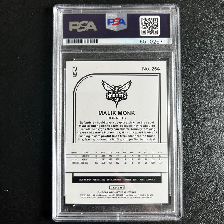 2019-20 Panini Hoops #264 Malik Monk Signed Card AUTO PSA Slabbed Hornets
