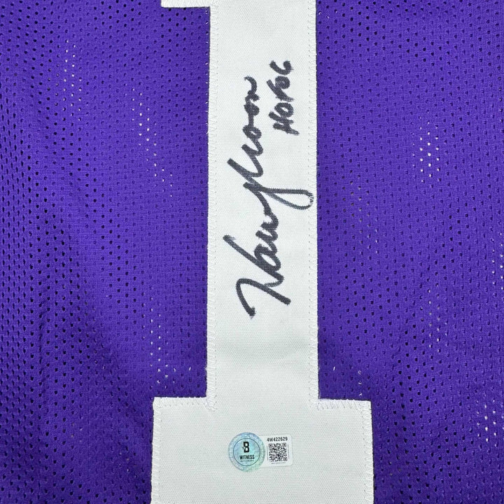 Autographed/Signed Warren Moon HOF 06 Minnesota Purple Jersey Beckett COA