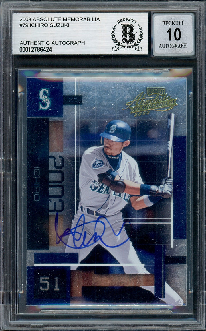 Ichiro Suzuki Signed 2003 Playoff Absolute Memorabilia Card 79 Sig 10 Beckett