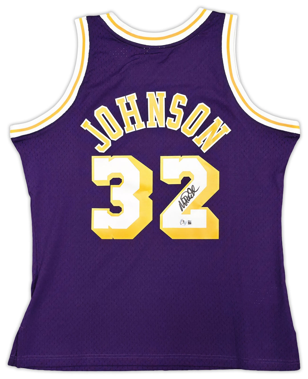 Lakers Magic Johnson Auto Purple Mitchell & Ness 1984 Swingman Jersey L Beckett