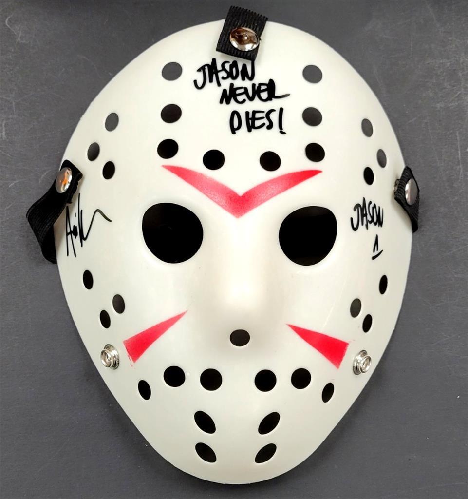 Ari Lehman signed "Jason Never Dies" Friday the 13th Mask autograph Beckett BAS