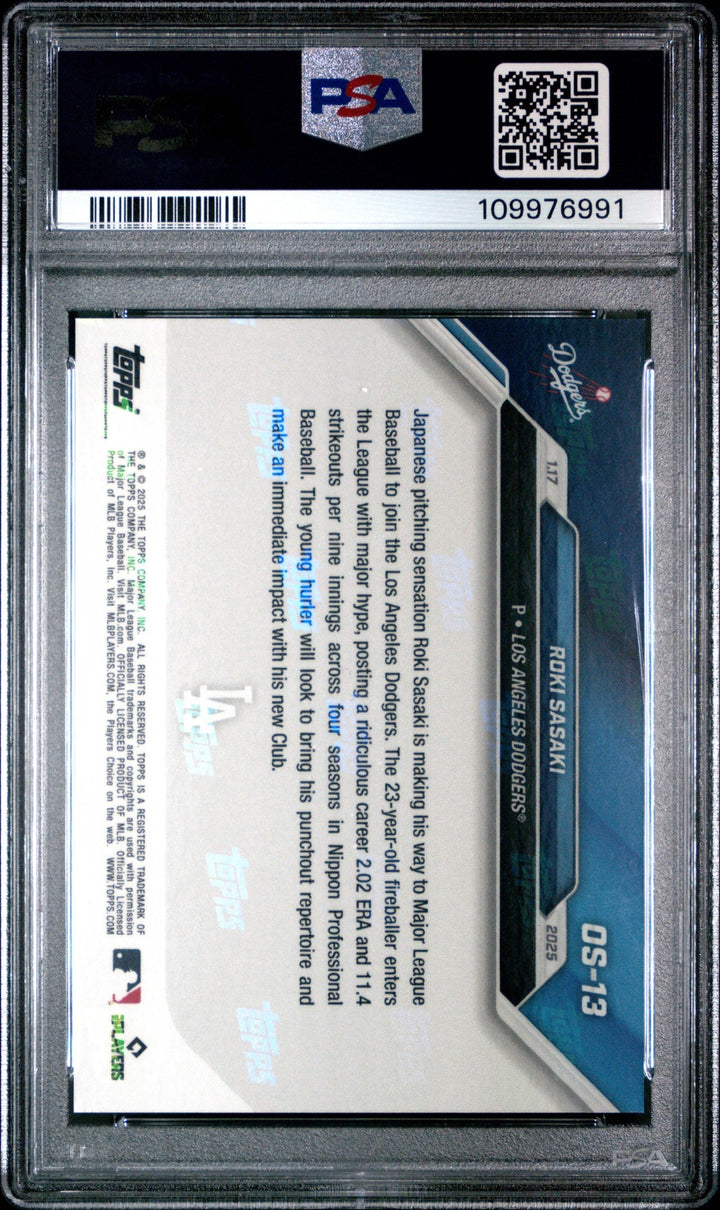 Graded 2024 Topps Now Roki Sasaki #OS13 Offseason Rookie RC Baseball Card PSA 10