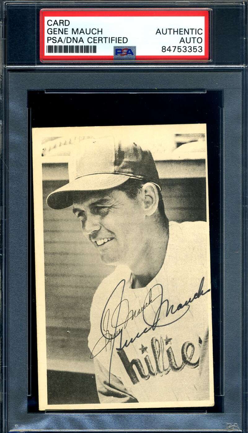 Gene Mauch PSA DNA Signed Rare 1967 Philadelphia Safe Driving Autograph