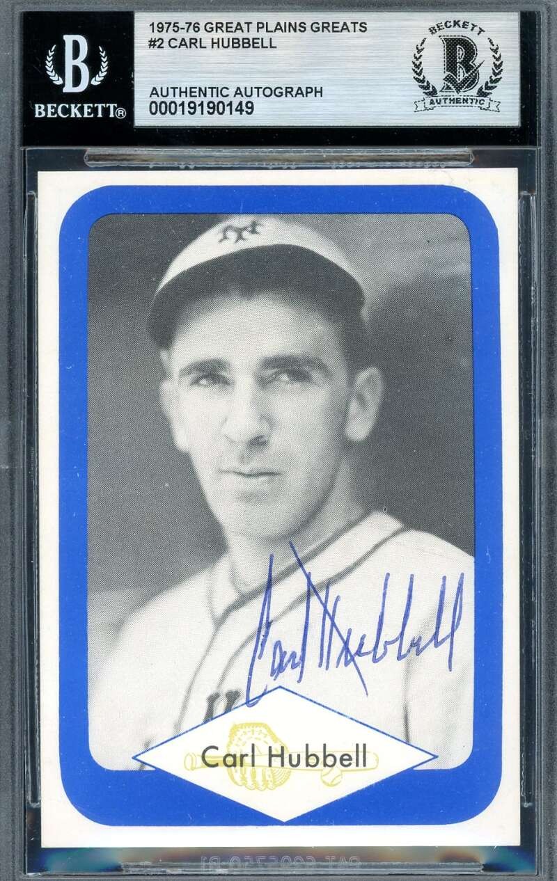 Carl Hubbell Beckett BAS Signed 1975-76 Great Plains Greats Autograph