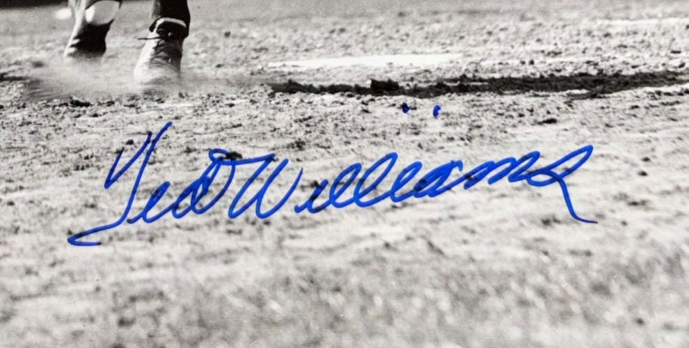 Ted Williams Signed Framed 16x20 Boston Red Sox Front Swing Photo PSA/DNA LOA