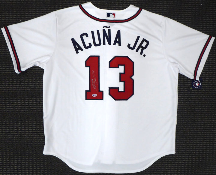 Atlanta Braves Ronald Acuna Jr. Signed Nike White Jersey Size XL Beckett BAS